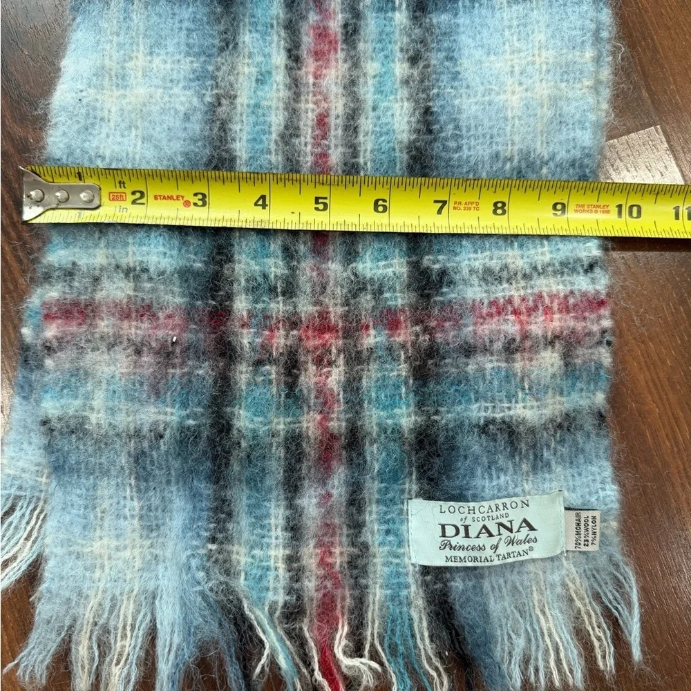 Lochcarron Diana Princess of Wales Blue Brushed Mohair Tartan Memorial Scarf